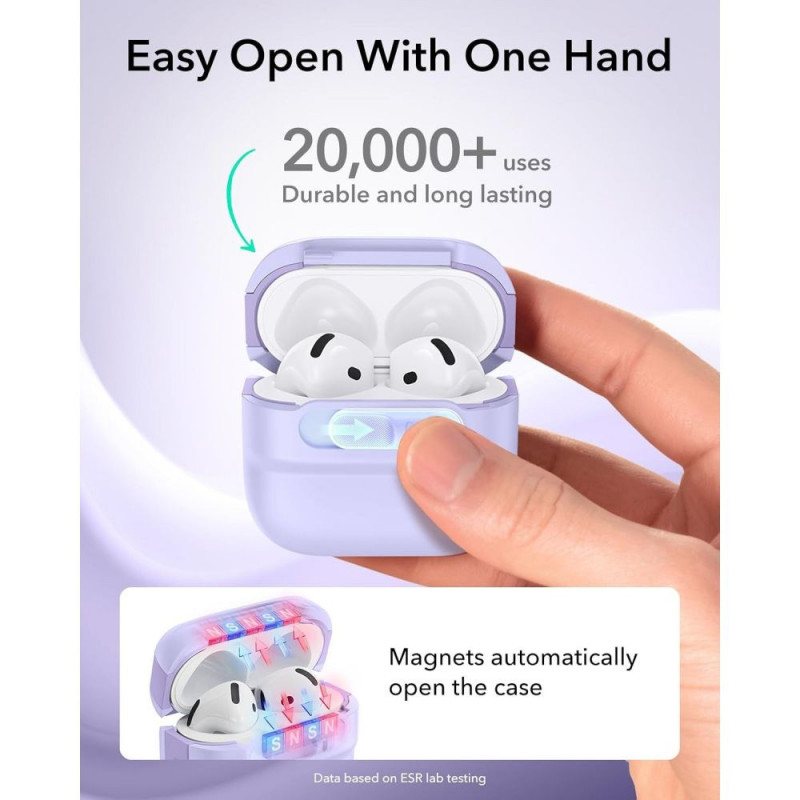 ESR Pulse HaloLock MagSafe etui do Apple AirPods 4 / 5, lawendowe