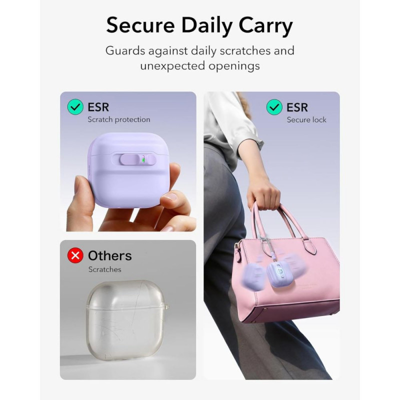 ESR Pulse HaloLock MagSafe etui do Apple AirPods 4 / 5, lawendowe