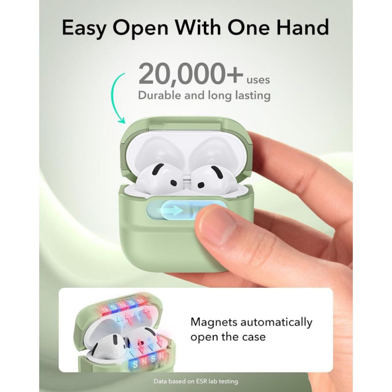 ESR Pulse HaloLock MagSafe etui do Apple AirPods 4 / 5, jasnozielone