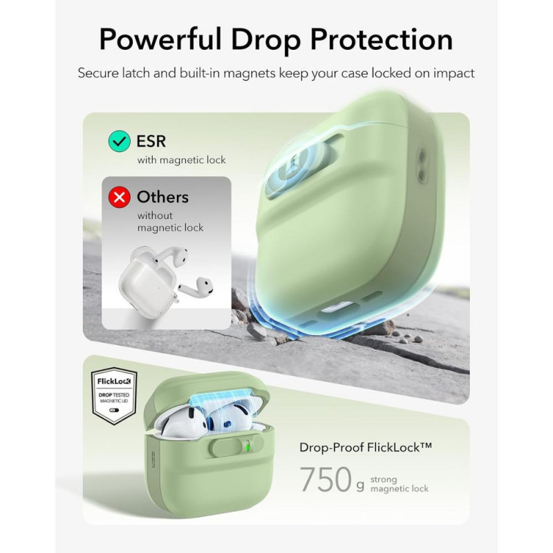 ESR Pulse HaloLock MagSafe etui do Apple AirPods 4 / 5, jasnozielone