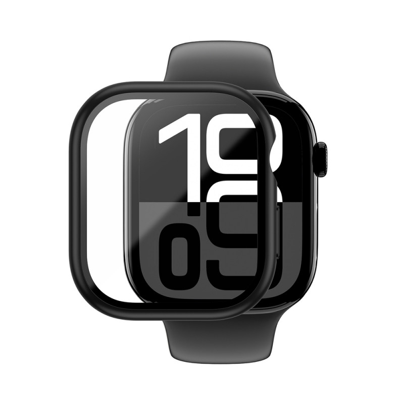 AmazingThing Radix Glass etui ochronne do Apple Watch 42 mm, szkło hartowane, czarne