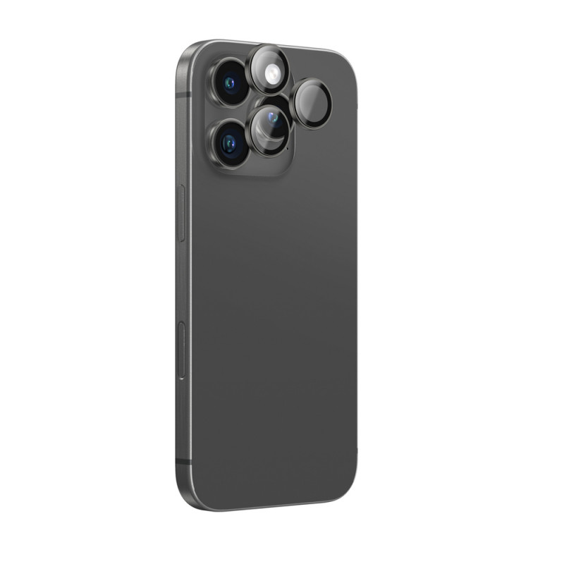AmazingThing AR Aluminum 3 Lens Glass osłona obiektywów aparatu z ramką do iPhone 16 Pro / 16 Pro Max, czarna