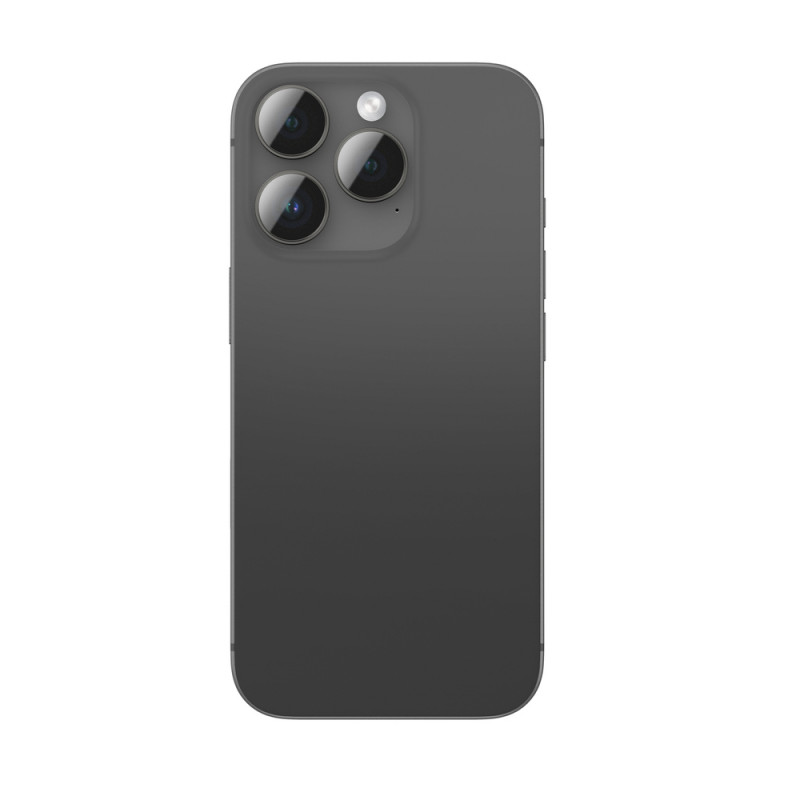 AmazingThing AR Aluminum 3 Lens Glass osłona obiektywów aparatu z ramką do iPhone 16 Pro / 16 Pro Max, czarna