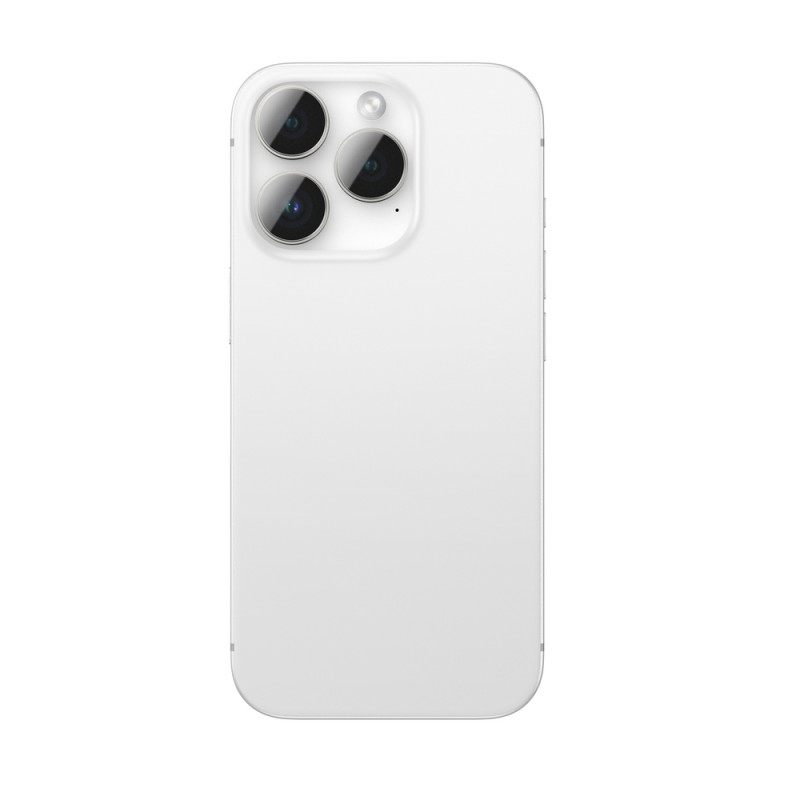 AmazingThing AR Aluminum 3 Lens Glass osłona obiektywów aparatu z ramką do iPhone 16 Pro / 16 Pro Max, srebrna