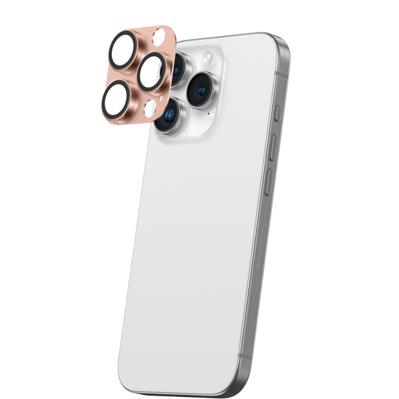 AmazingThing Aviation-Grade Alloy szkło hartowane na obiektywy aparatu do iPhone 16 Pro / 16 Pro Max, różowe złoto