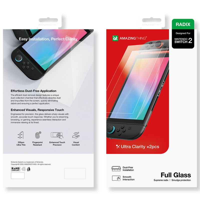 AmazingThing Radix Full Glass szkło hartowane do Nintendo Switch 2 (2 szt.)