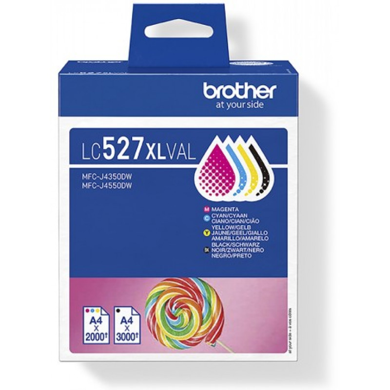 Brother LC527XLVAL zestaw wkładów atramentowych Value Pack (4 szt.), wysoka wydajność, czarny, żółty, cyjan, magenta