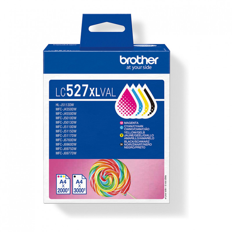 Brother LC527XLVAL zestaw wkładów atramentowych Value Pack (4 szt.), wysoka wydajność, czarny, żółty, cyjan, magenta