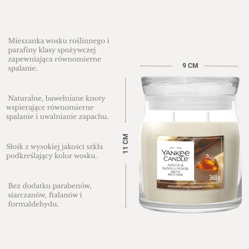 Yankee Candle YC Signature Amber & Sandalwood świeca średnia