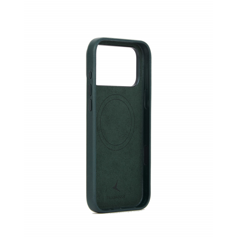 Mujjo Troubadour etui skórzane do Apple iPhone 18 Pro Max / 17 Pro Max, MagSafe, w kolorze obsydianowej zieleni