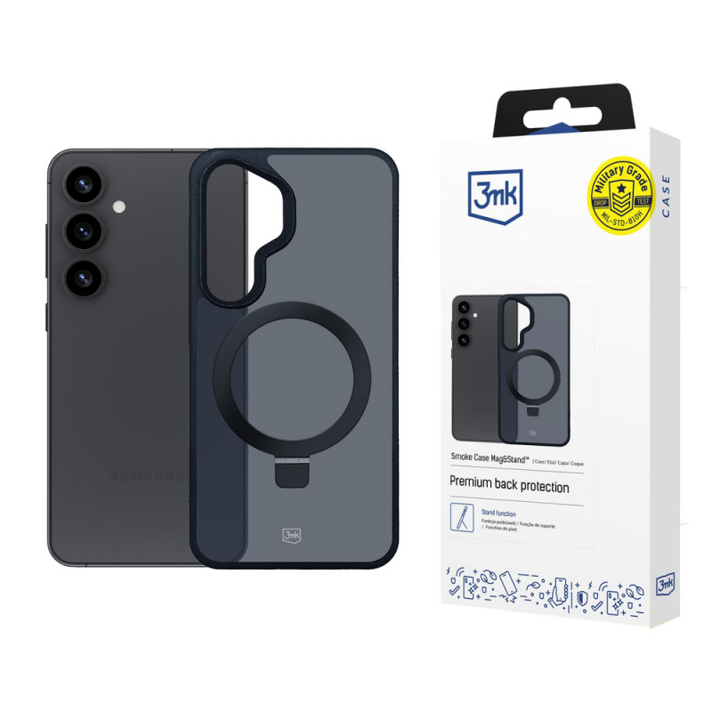 3MK Smoke Case Mag&Stand etui na smartfon Samsung Galaxy S25+, czarne