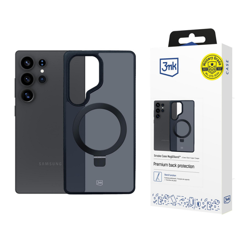 3MK Smoke Case Mag&Stand etui na smartfon Samsung Galaxy S25 Ultra, czarne
