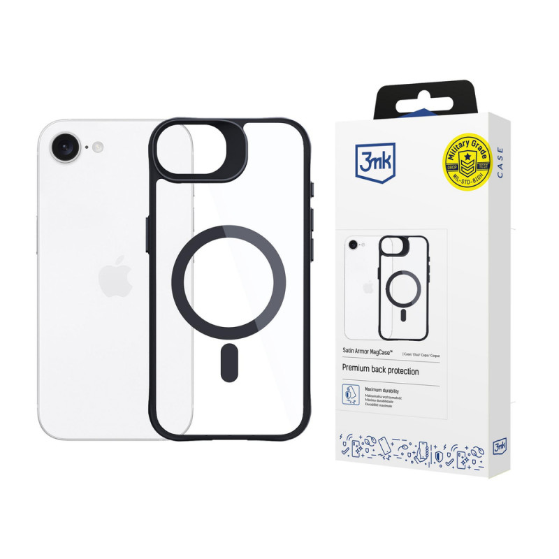 3MK Satin Armor MagCase etui do Apple iPhone 17e / 16e, przezroczyste