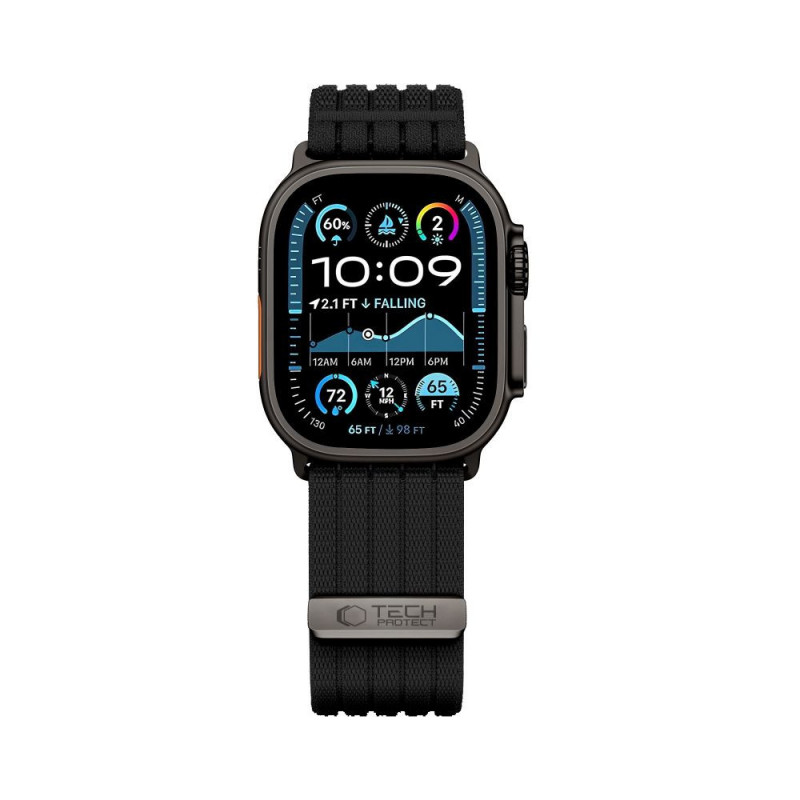 Tech-Protect Nylon Sport pasek do Apple Watch 44/45/46/49 mm, czarny