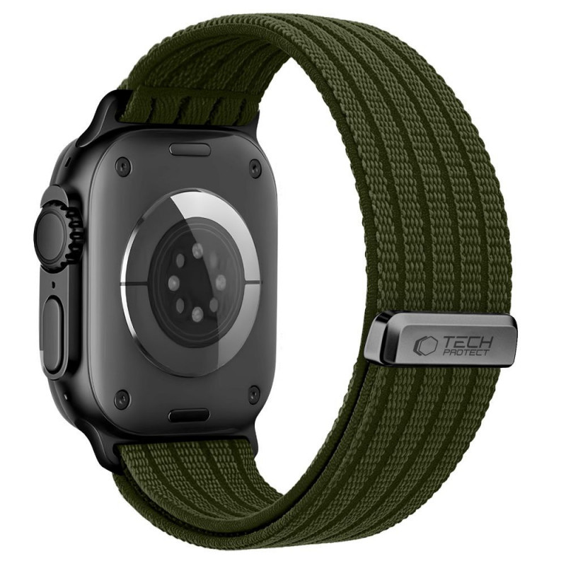 Tech-Protect Nylon Sport pasek do Apple Watch 44/45/46/49 mm, ciemnozielony