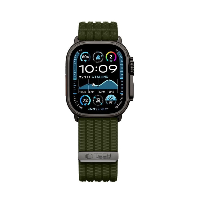 Tech-Protect Nylon Sport pasek do Apple Watch 44/45/46/49 mm, ciemnozielony