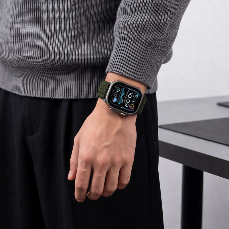 Tech-Protect Nylon Sport pasek do Apple Watch 44/45/46/49 mm, ciemnozielony