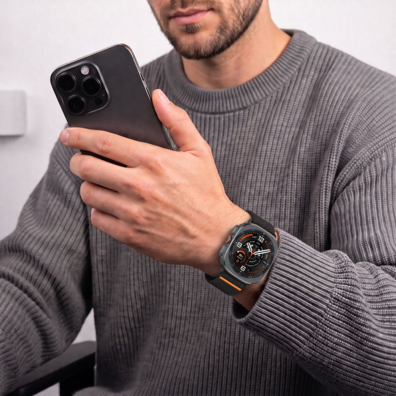 Tech-Protect Nylon Clasp pasek do zegarka Samsung Galaxy Watch Ultra 1 / 2 2024-2026 47 mm, czarny