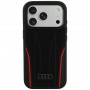 Etui Audi R8 Genuine Leather MagSafe ze skóry naturalnej do iPhone 18 Pro / 17 Pro, czarno-czerwone (AUDI000239)