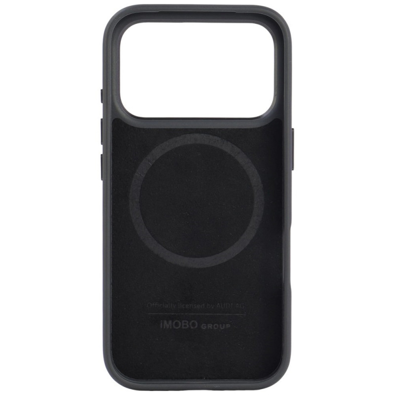 Etui Audi R8 Genuine Leather MagSafe ze skóry naturalnej do iPhone 18 Pro / 17 Pro, czarno-czerwone (AUDI000239)