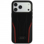Etui Audi R8 Genuine Leather MagSafe ze skóry naturalnej do iPhone 18 Pro Max / 17 Pro Max, czarno-czerwone (AUDI000240)