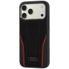 Etui Audi R8 Genuine Leather MagSafe ze skóry naturalnej do iPhone 18 Pro Max / 17 Pro Max, czarno-czerwone (AUDI000240)