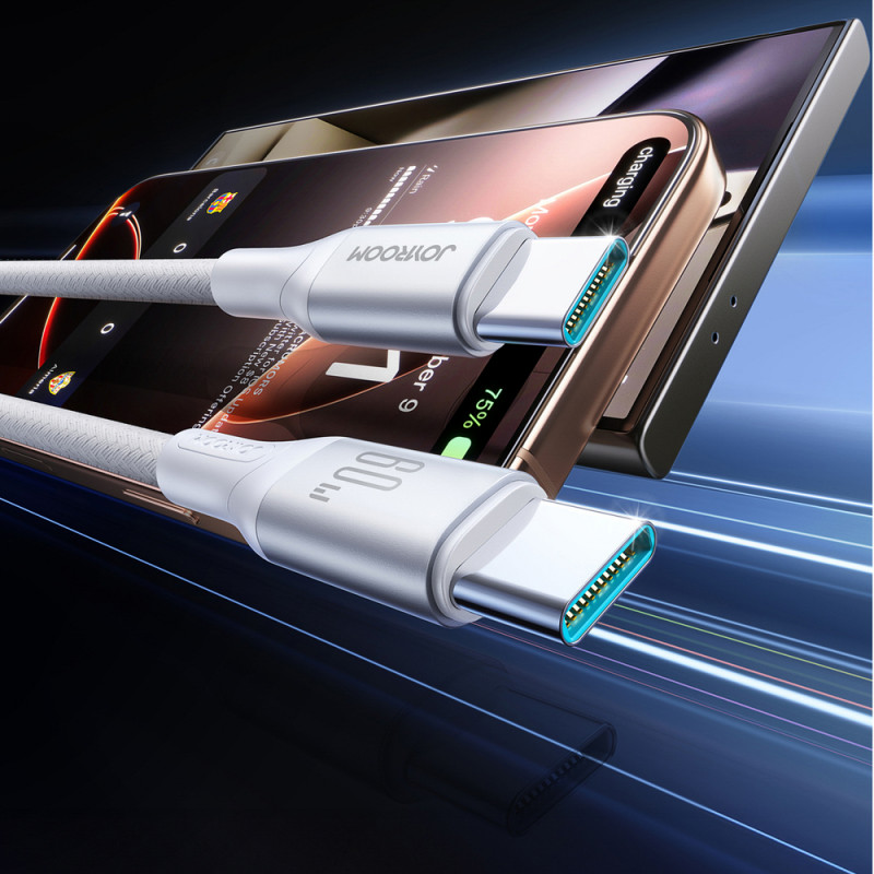 Joyroom Flash Series S-A28 kabel USB-C - USB-C, 60 W, 480 Mb/s, 1 m, biały