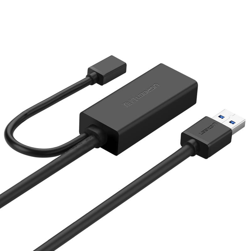 Przedłużacz USB 3.0 UGREEN US175 z portem zasilania micro USB, 5 m, czarny