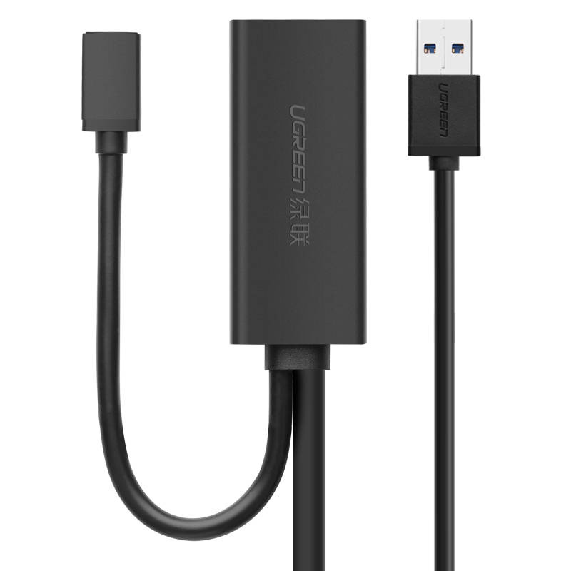 Przedłużacz USB 3.0 UGREEN US175 z portem zasilania micro USB, 5 m, czarny