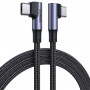 Kabel kątowy UGREEN US335 70696 USB-C do USB-C, 100 W, 1 m, czarny