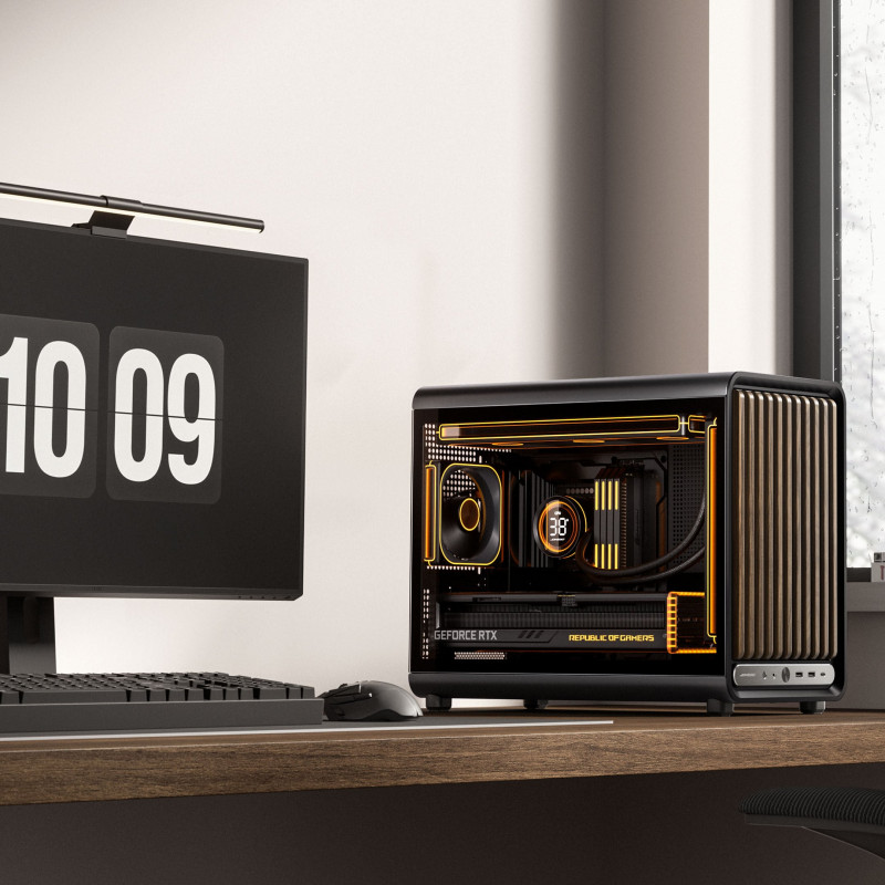 Jonsbo D33 Wood obudowa komputerowa, Micro-ATX, mATX, szkło hartowane, czarna, drewno