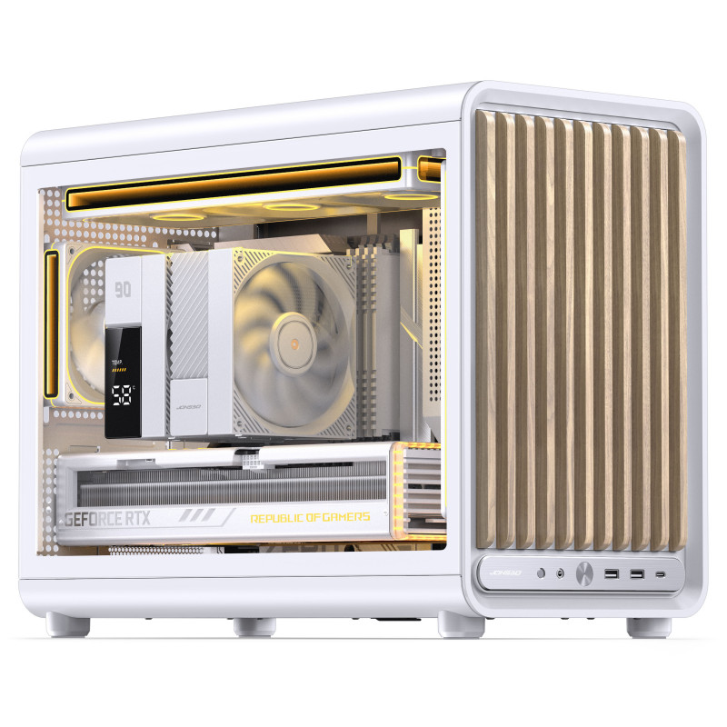 Jonsbo D33 Wood obudowa komputerowa, mini obudowa, mATX, szkło hartowane, biała, drewno (D33 WD/WHITE)