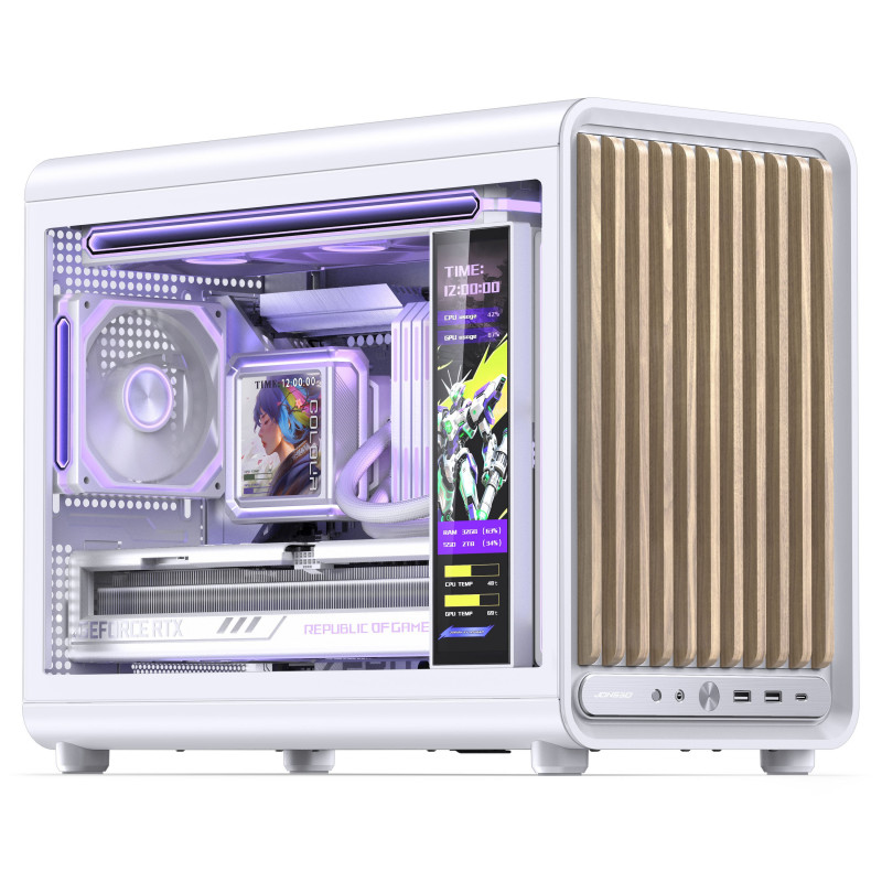 Jonsbo D33 Wood obudowa komputerowa, mini obudowa, mATX, szkło hartowane, biała, drewno (D33 WD/WHITE)
