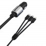 Ładowarka samochodowa Dudao R5ProN z wbudowanym kablem 3w1 (Lightning / USB-C / micro USB), 3,4 A, 1 m, czarna