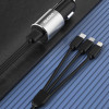 Ładowarka samochodowa Dudao R5ProN z wbudowanym kablem 3w1 (Lightning / USB-C / micro USB), 3,4 A, 1 m, czarna