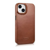 iCarer CE Oil Wax Premium Leather Folio Case skórzane etui z magnetyczną klapką do iPhone 14 Plus, MagSafe, brązowe (AKI14220707-BN)