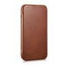 iCarer CE Oil Wax Premium Leather Folio Case skórzane etui z magnetyczną klapką do iPhone 14 Plus, MagSafe, brązowe (AKI14220707-BN)