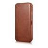 iCarer CE Oil Wax Premium Leather Folio Case skórzane etui z magnetyczną klapką do iPhone 14 Plus, MagSafe, brązowe (AKI14220707-BN)
