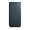 iCarer CE Oil Wax Premium Leather Folio Case skórzane etui z magnetyczną klapką do iPhone 14 Plus, MagSafe, niebieskie (AKI14220707-BU)