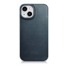 iCarer CE Oil Wax Premium Leather Folio Case skórzane etui z magnetyczną klapką do iPhone 14 Plus, MagSafe, niebieskie (AKI14220707-BU)