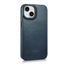 iCarer CE Oil Wax Premium Leather Folio Case skórzane etui z magnetyczną klapką do iPhone 14 Plus, MagSafe, niebieskie (AKI14220707-BU)