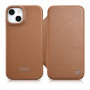 iCarer CE Premium Leather Folio Case skórzane etui z magnetyczną klapką do iPhone 14 Plus, MagSafe, brązowe (WMI14220715-BN)