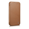 iCarer CE Premium Leather Folio Case skórzane etui z magnetyczną klapką do iPhone 14 Plus, MagSafe, brązowe (WMI14220715-BN)
