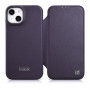 iCarer CE Premium Leather Folio Case skórzane etui z magnetyczną klapką do iPhone 14 Plus, MagSafe, ciemnofioletowe (WMI14220715-DP)