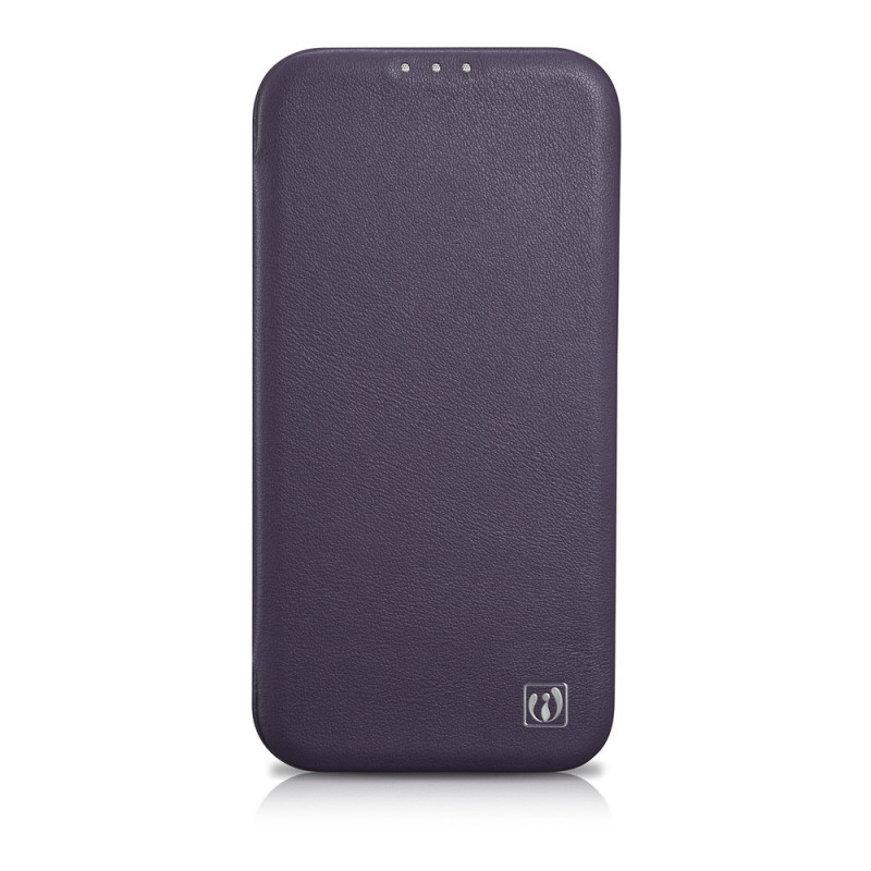 iCarer CE Premium Leather Folio Case skórzane etui z magnetyczną klapką do iPhone 14 Plus, MagSafe, ciemnofioletowe (WMI14220715-DP)