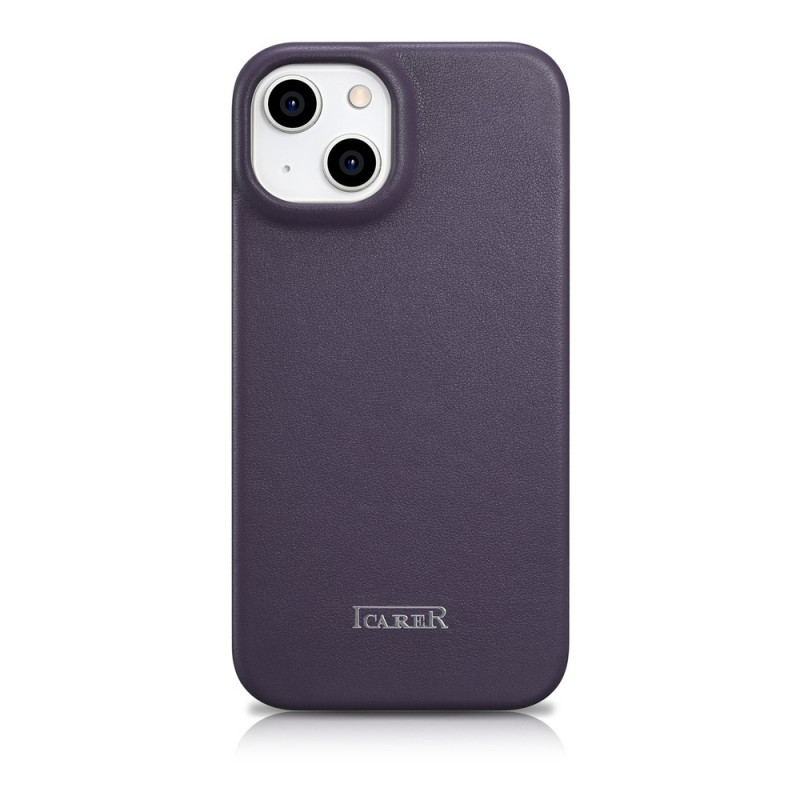 iCarer CE Premium Leather Folio Case skórzane etui z magnetyczną klapką do iPhone 14 Plus, MagSafe, ciemnofioletowe (WMI14220715-DP)
