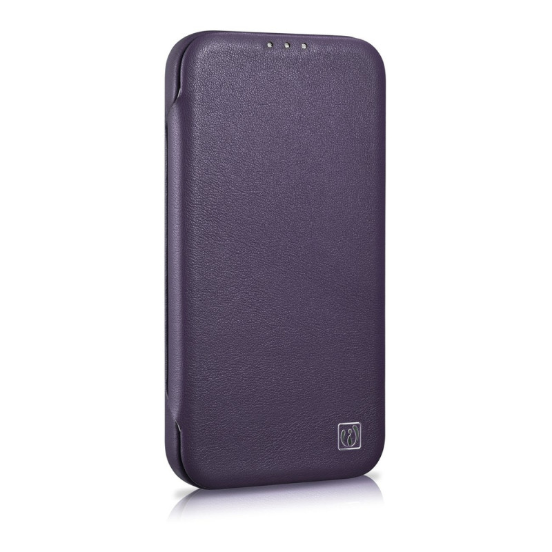 iCarer CE Premium Leather Folio Case skórzane etui z magnetyczną klapką do iPhone 14 Plus, MagSafe, ciemnofioletowe (WMI14220715-DP)
