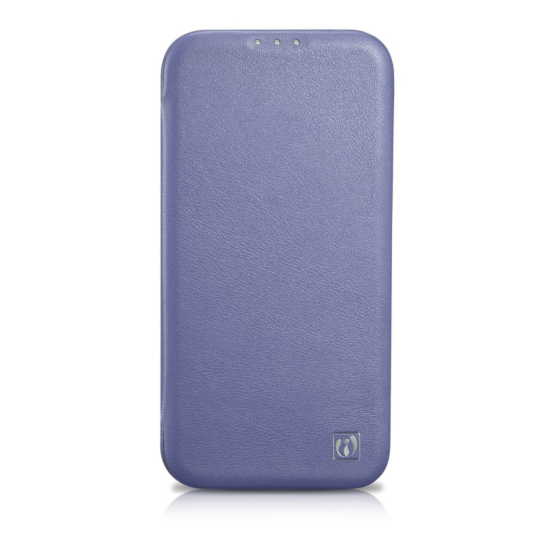 iCarer CE Premium Leather Folio Case skórzane etui do Apple iPhone 14 Plus / 15 Plus, MagSafe, jasnofioletowe (ICR413)