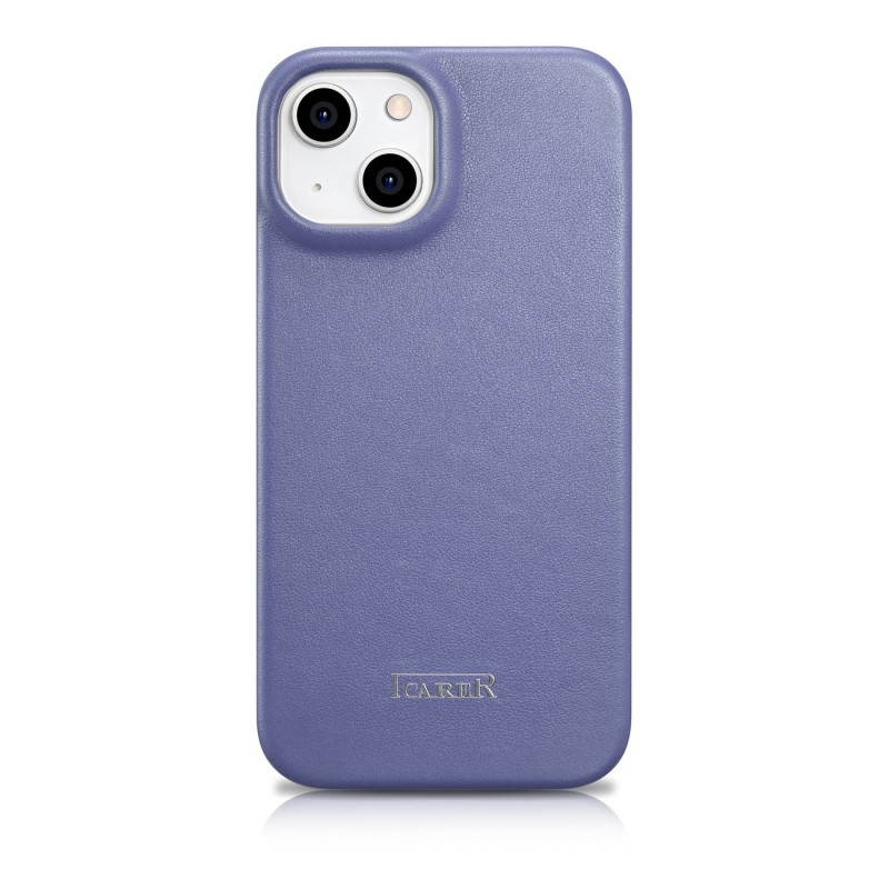 iCarer CE Premium Leather Folio Case skórzane etui do Apple iPhone 14 Plus / 15 Plus, MagSafe, jasnofioletowe (ICR413)