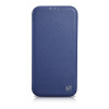 iCarer CE Premium Leather Folio Case skórzane etui z magnetyczną klapką do iPhone 14 Plus, MagSafe, niebieskie (WMI14220715-BU)